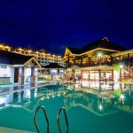 The swimming pool at night
